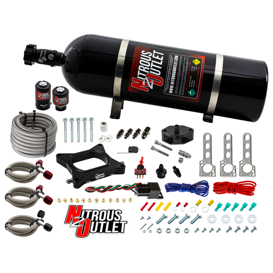 Nitrous Outlet Ford 1996-2004 4.6L 2V Mustang Plate System - Gas/E85 (5-55psi)(50-200HP)(15lb Bottle)