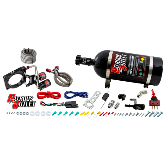 Nitrous Outlet Ford 2016-2019 Mustang GT350/350R Hard-line Plate System - Gas/E85 (5-55psi)(50-200HP)(10lb Bottle)