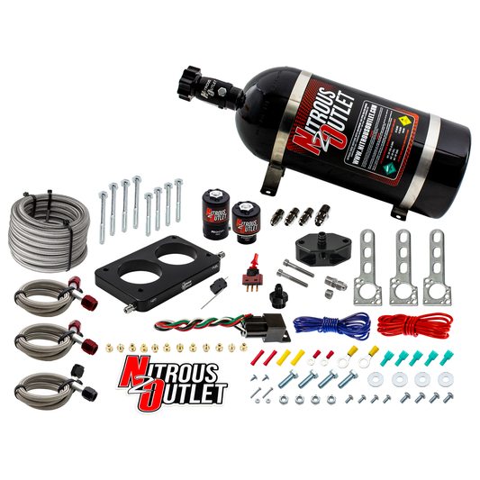 Nitrous Outlet Ford 2005-2010 4.6L 3V Mustang Plate System - Gas/E85 (5-55psi)(50-200HP)(10lb Bottle)