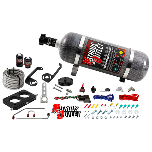 Nitrous Outlet Ford 2005-2010 4.6L 3V Mustang Hard-line Plate System - Gas/E85 (5-55psi)(50-200HP)(12lb Bottle)