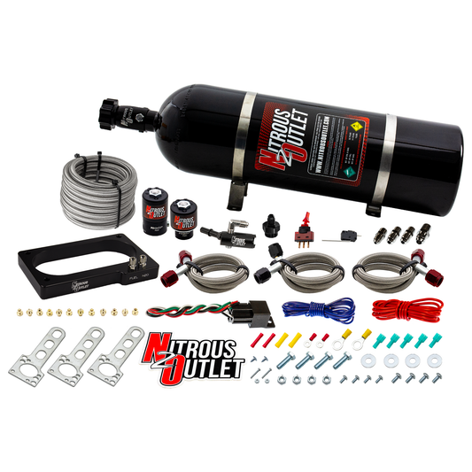 Nitrous Outlet Ford 2007-2014 GT 500 Mustang Plate System - Gas/E85 (5-55psi)(50-200HP)(15lb Bottle)