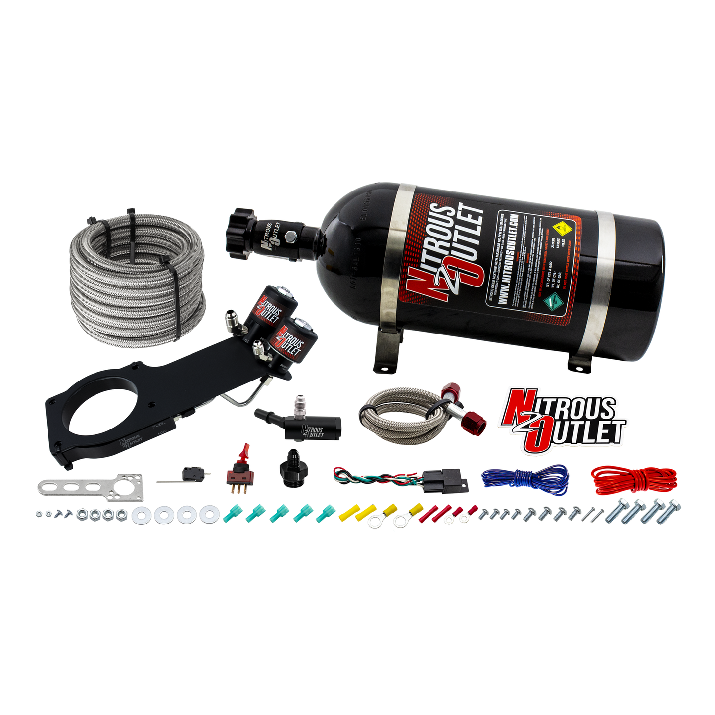 Nitrous Outlet GM 2016-2019 Camaro LT1 Hard-line Plate System - Gas/E85 (5-55psi)(50-200HP)(10lb Bottle)