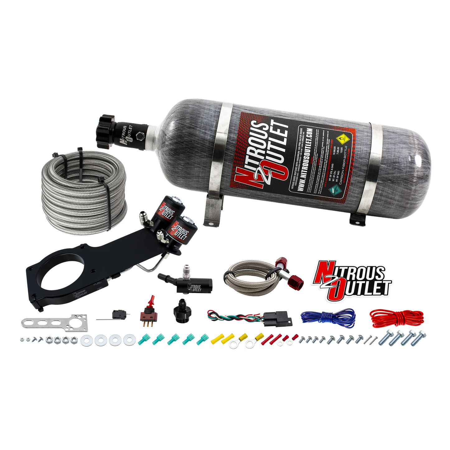 Nitrous Outlet GM 2016-2019 Camaro LT1 Hard-line Plate System - Gas/E85 (5-55psi)(50-200HP)(12lb Bottle)