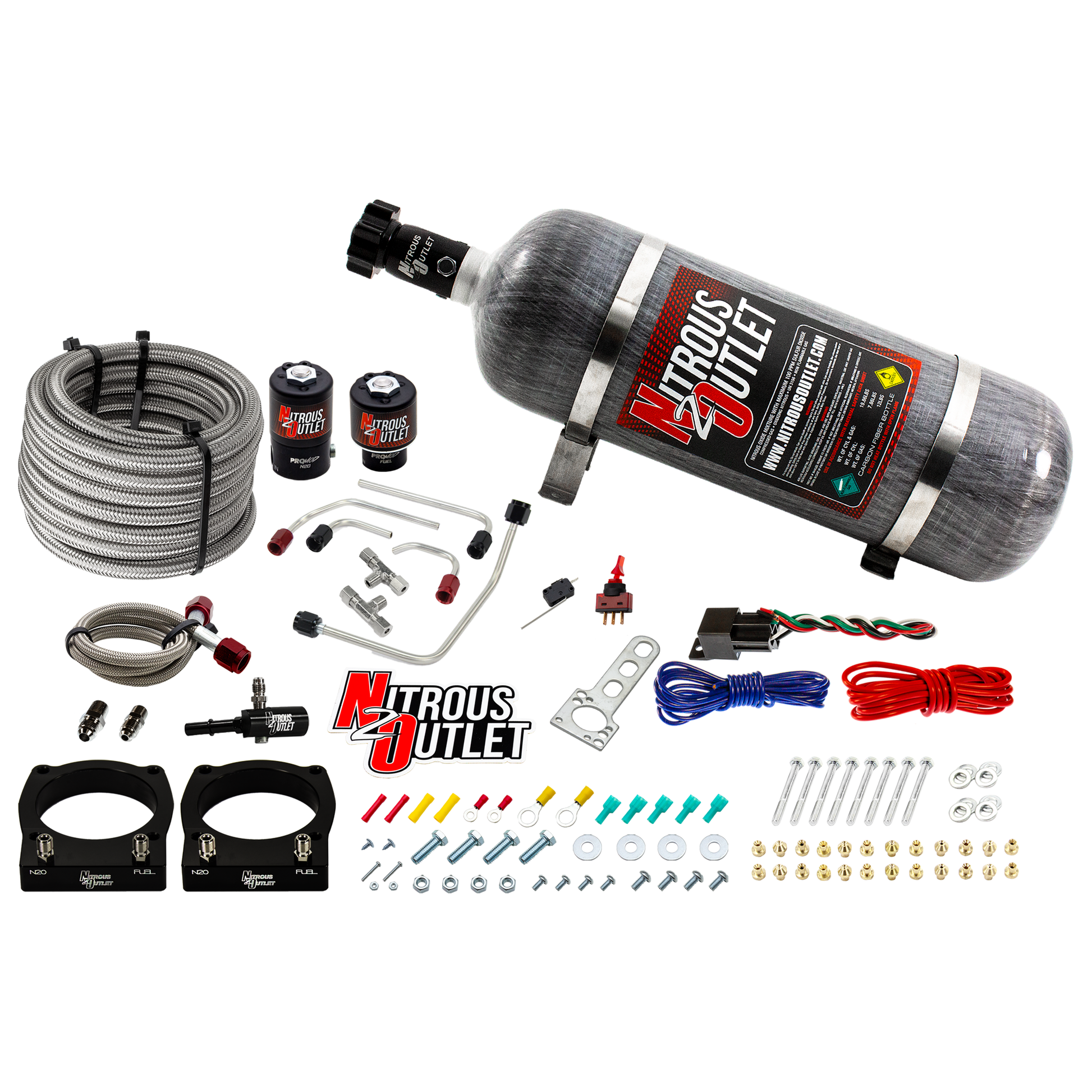 Nitrous Outlet Dodge 2008-2017 Viper Hard-lined Plate System - Gas/E85 (5-55psi)(70-200HP)(12lb Bottle)