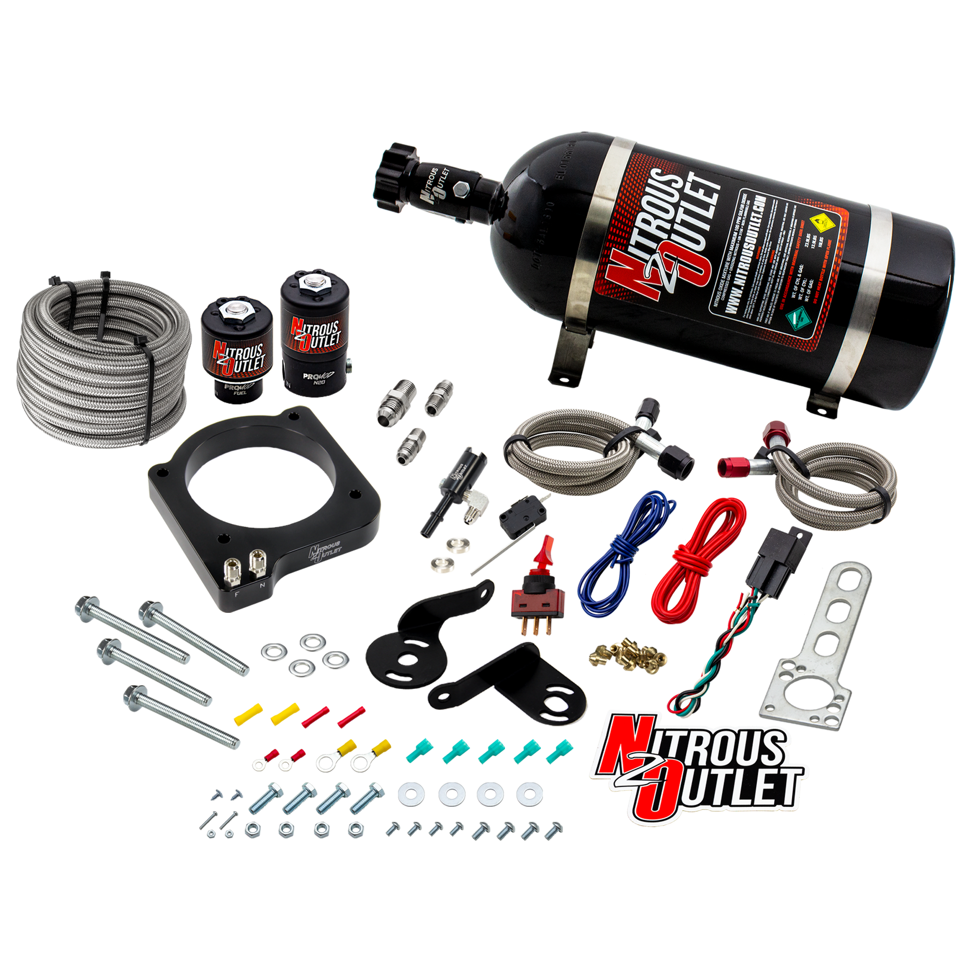 Nitrous Outlet Dodge 2015-2023 6.2L Hemi Hellcat /Challenger/Charger/Red Eye/Demon/2018-2021 Track Hawk Plate System - Gas/E85 (5-55psi)(50-200HP)(10lb Bottle)