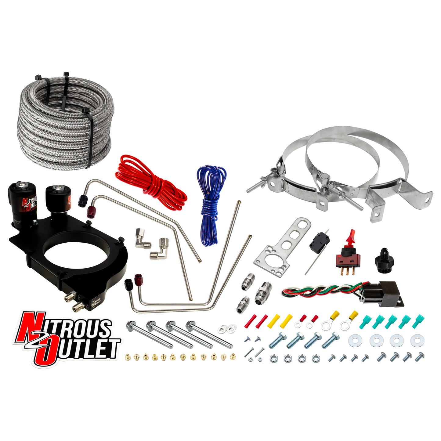 Nitrous Outlet GM Truck Holley Hi-Ram 102mm Throttle Body Hard-line Plate Plate System - Passenger Side/Excludes Fuel Supply - Gas/E85 (5-55psi)(50-200HP)(No Bottle)