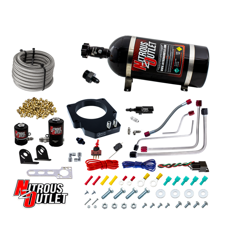 Nitrous Outlet Cadillac 2016-2019 CTS-V3 LT4 Throttle Body Hard-line Plate System - Gas/E85 (5-55psi)(50-200HP)(10lb Bottle)