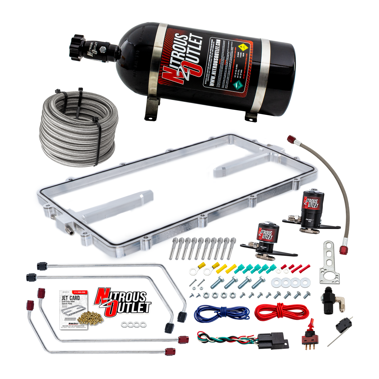 Nitrous Outlet GM BTR Equalizer 1 LS1/LS2 Spacer Plate Plate System - Gas/E85 (5-55 psi)(50-200hp)(10 LB Bottle)