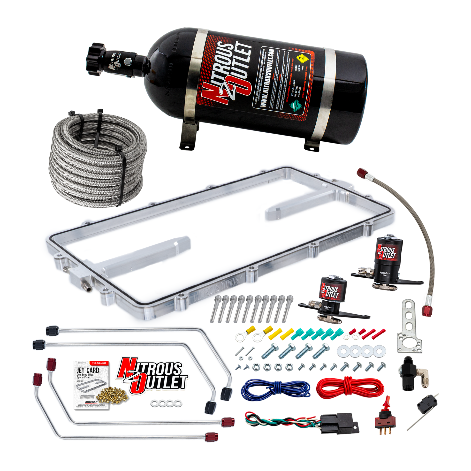 Nitrous Outlet GM BTR Equalizer 1 LS1/LS2 Spacer Plate Plate System - Gas/E85 (5-55 psi)(50-200hp)(10 LB Bottle)