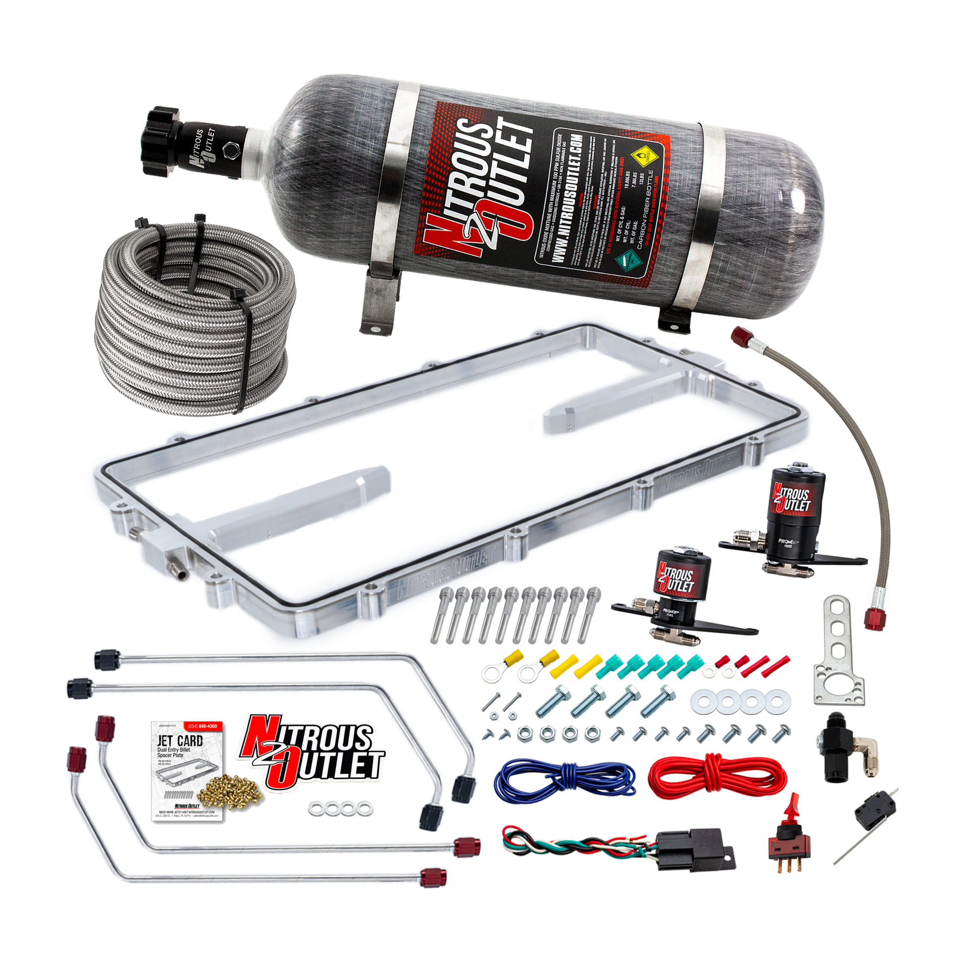 Nitrous Outlet GM BTR Equalizer 1 LS1/LS2 Spacer Plate Plate System - Gas/E85 (5-55 psi)(50-200hp)(12lb Bottle)