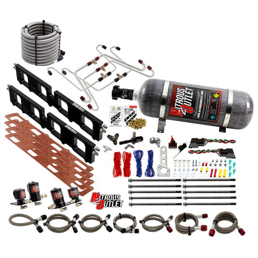 Nitrous Outlet Dodge 2015-2023 6.2L Hemi Hellcat Challenger/Charger/Red Eye/Demon/2018-2021 Track Hawk Blower Spacer Plate System - Gas/E85 (45-55psi)(130-400HP)(12LB Bottle)