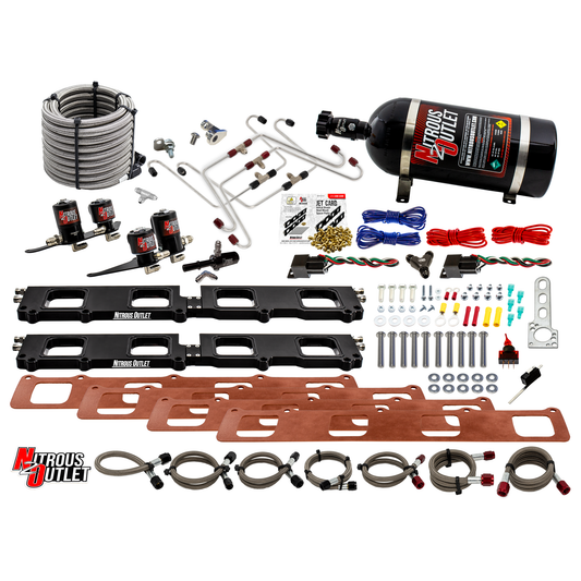 Nitrous Outlet Dodge 2015-2023 6.2L Hemi Hellcat Challenger/Charger/Red Eye/Demon/2018-2021 Track Hawk Whipple 3.0 Blower Spacer Plate System - Gas/E85 (45-55psi)(130-400HP)(10LB Bottle)