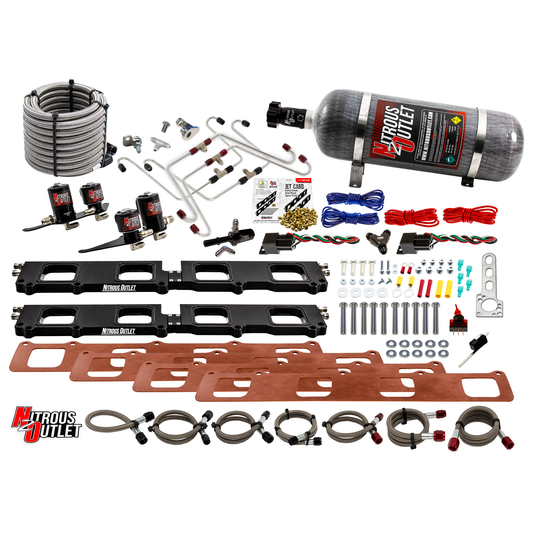 Nitrous Outlet Dodge 2015-2023 6.2L Hemi Hellcat Challenger/Charger/Red Eye/Demon/2018-2021 Track Hawk Whipple 3.0 Blower Spacer Plate System - Gas/E85 (45-55psi)(130-400HP)(12LB Bottle)