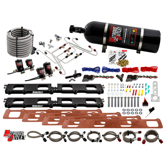 Nitrous Outlet Dodge 2015-2023 6.2L Hemi Hellcat Challenger/Charger/Red Eye/Demon/2018-2021 Track Hawk Whipple 3.0 Blower Spacer Plate System - Gas/E85 (45-55psi)(130-400HP)(15LB Bottle)