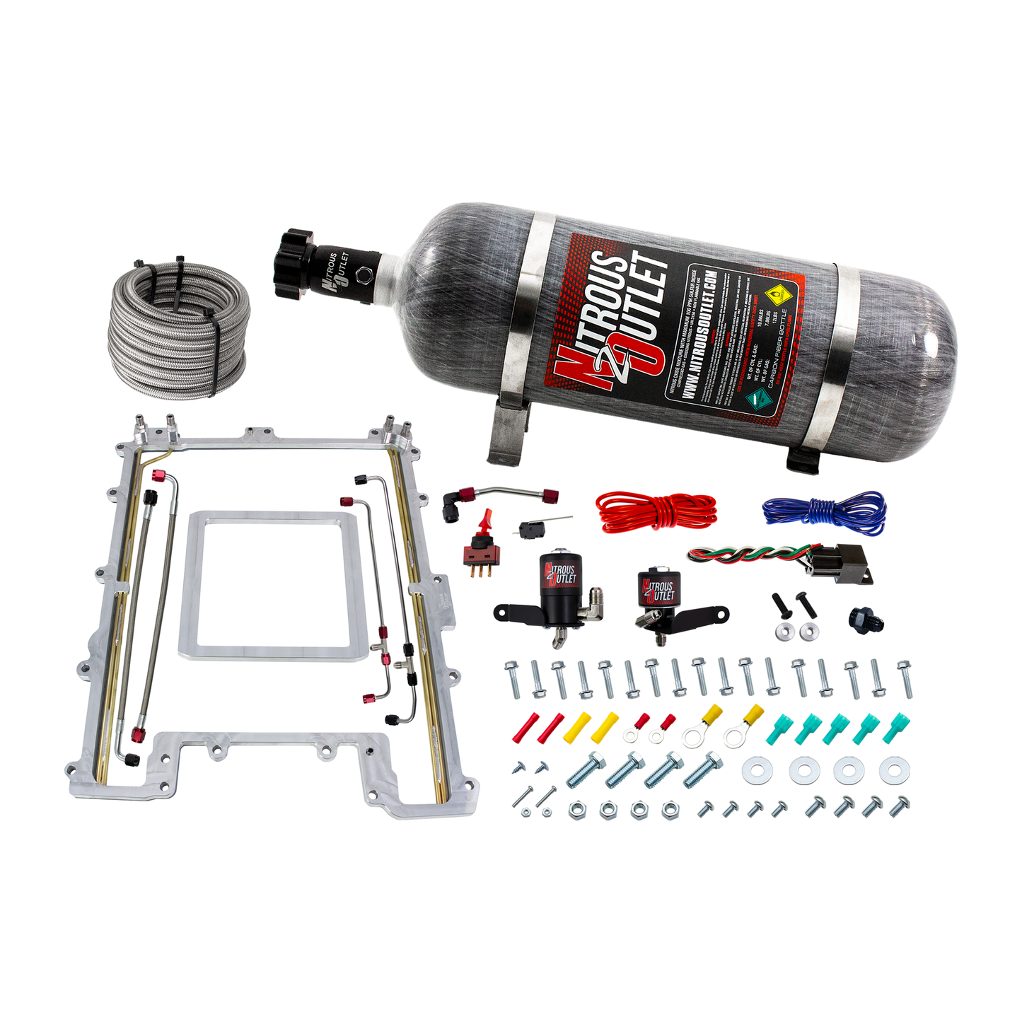 Nitrous Outlet GM 2012-2015 Camaro ZL1 LSA Blower Spacer Plate system - Gas/E85 (45-55psi)(100-300HP)(12lb Bottle)