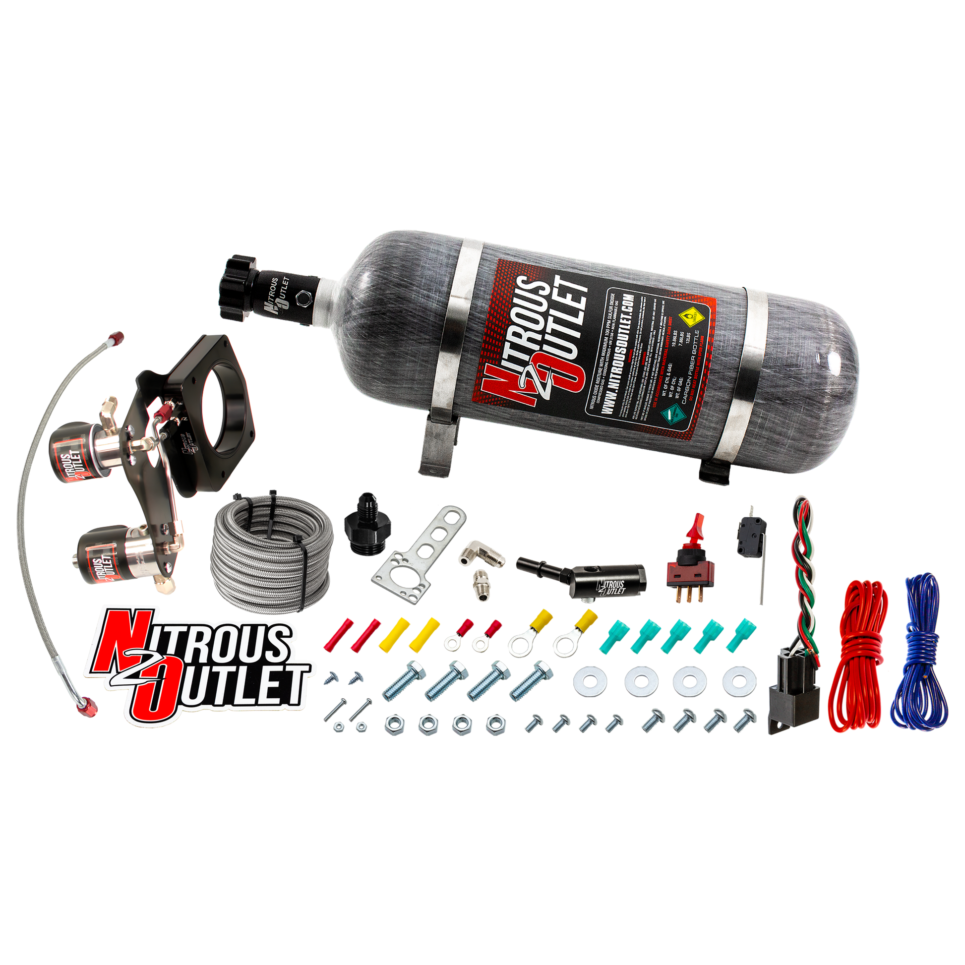 Nitrous Outlet GM 2014-2019 5.3L/L83 Truck 83mm Hard-line Plate System - Gas/E85 (5-55psi)(50-200HP)(12lb Bottle)