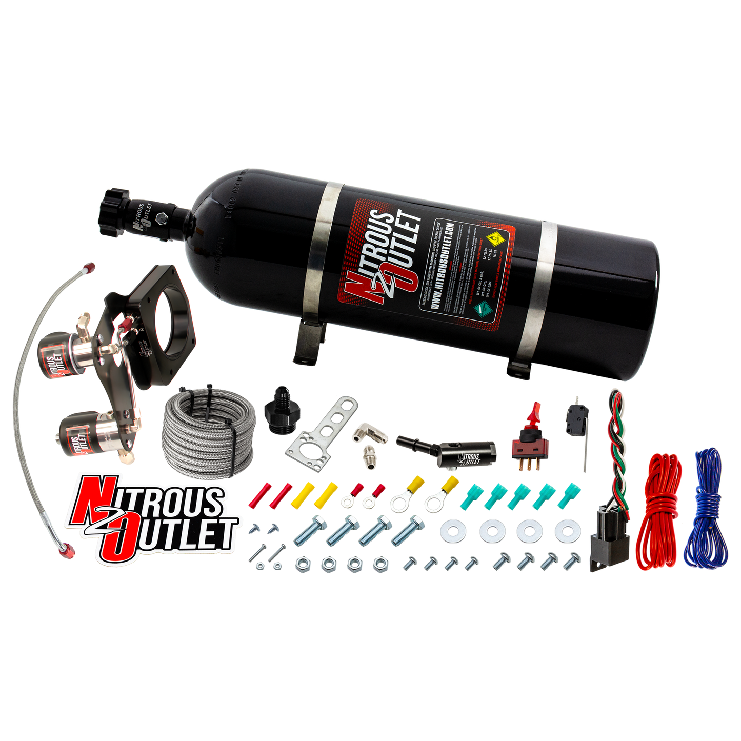 Nitrous Outlet GM 2014-2019 5.3L/L83 Truck 83mm Hard-line Plate System - Gas/E85 (5-55psi)(50-200HP)(15lb Bottle)