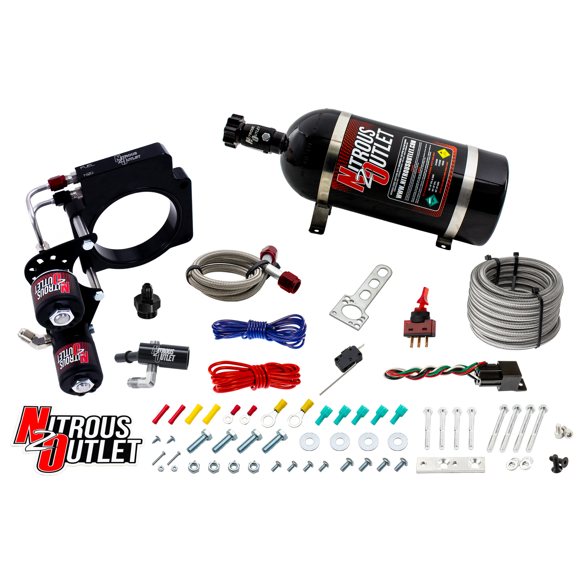 Nitrous Outlet GM 2015-2019 C7 ZO6 Corvette 83mm Hard-line Plate System - Gas/E85 (5-55psi)(50-200HP)(10lb Bottle)