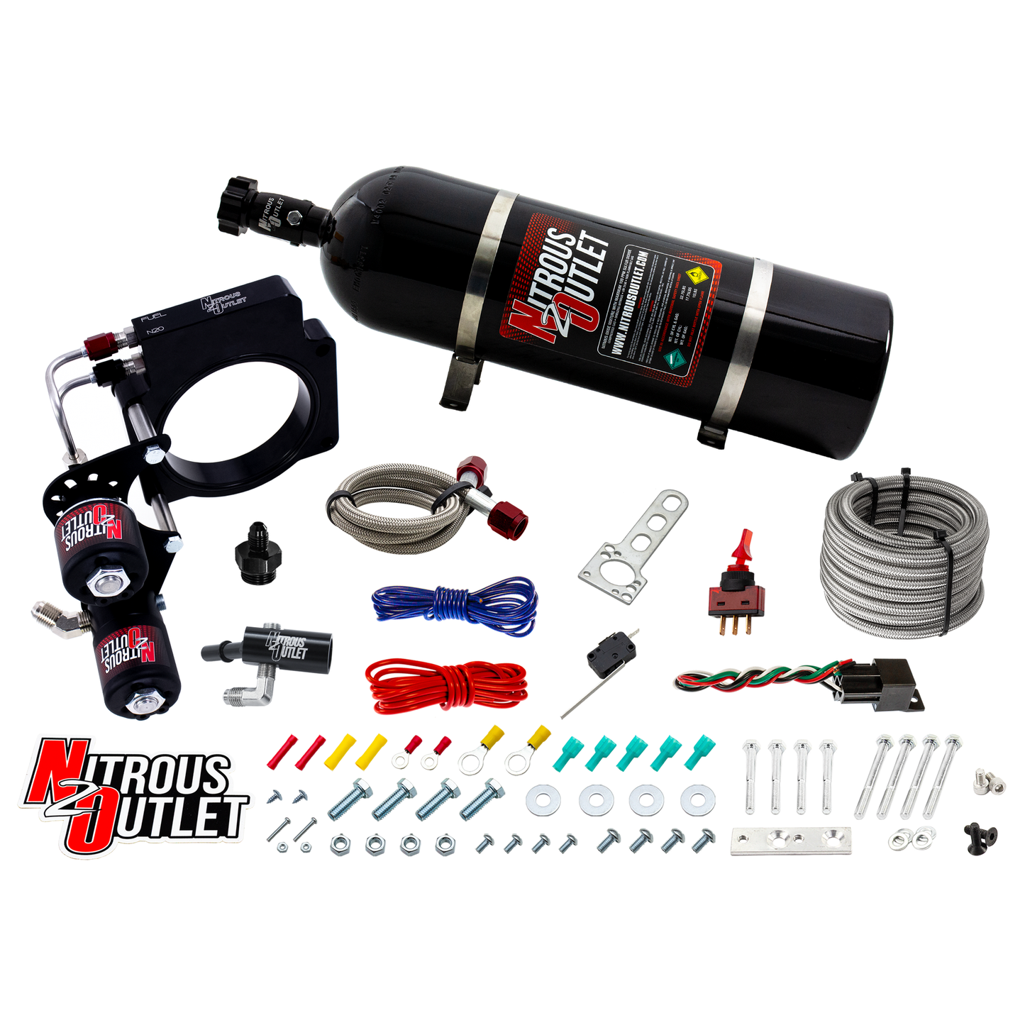 Nitrous Outlet GM 2015-2019 C7 ZO6 Corvette 83mm Hard-line Plate System - Gas/E85 (5-55psi)(50-200HP)(15lb Bottle)