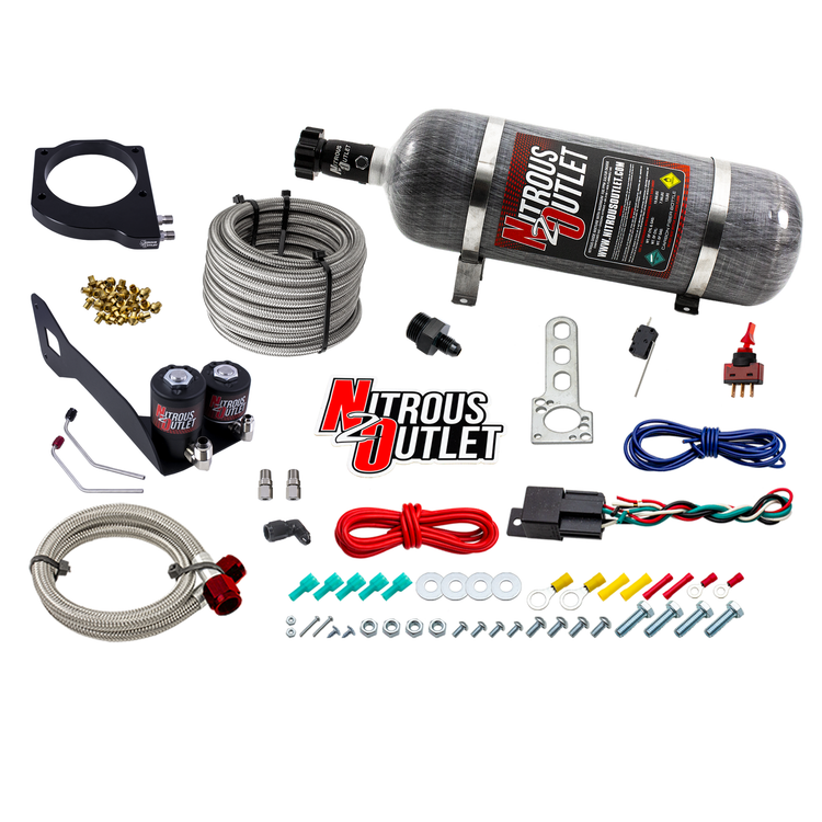 Nitrous Outlet GM 1999-2002 FAST 102mm Truck Intake Hard-line Plate System - Gas/E85 (5-55psi)(Stock Fuel Rails)(50-200HP)(12lb Bottle)