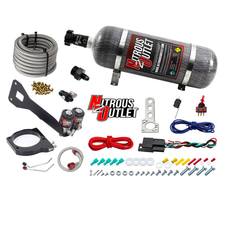 Nitrous Outlet GM 1999-2002 FAST 102mm Truck Intake Hard-line Plate System - Gas/E85 (5-55psi)(Aftermarket Fuel Rails)(50-200HP)(12lb Bottle)