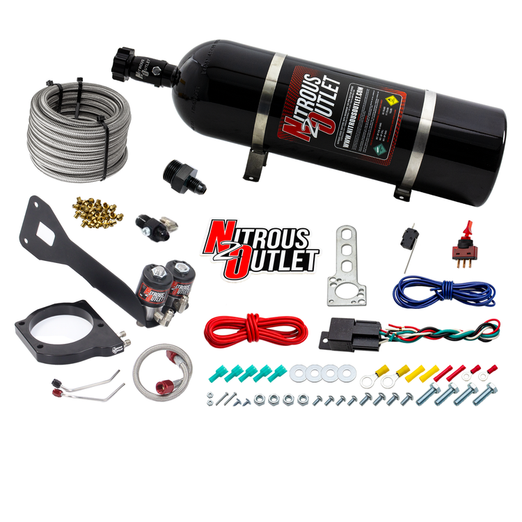 Nitrous Outlet GM 1999-2002 FAST 102mm Truck Intake Hard-line Plate System - Gas/E85 (5-55psi)(Aftermarket Fuel Rails)(50-200HP)(15lb Bottle)