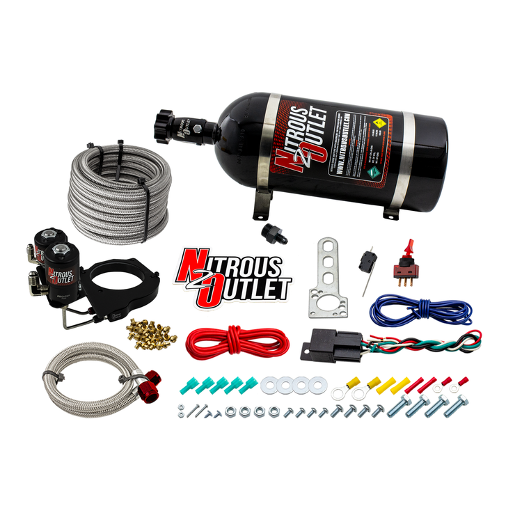 Nitrous Outlet GM 2003-2013 FAST 102mm Truck Intake Hard-line Plate System - Gas/E85 (5-55psi)(Stock Fuel Rails)(50-200HP)(10lb Bottle)