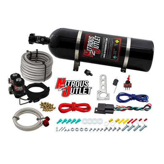 Nitrous Outlet GM 2003-2013 FAST 102mm Truck Intake Hard-line Plate System - Gas/E85 (5-55psi)(Stock Fuel Rails)(50-200HP)(15lb Bottle)