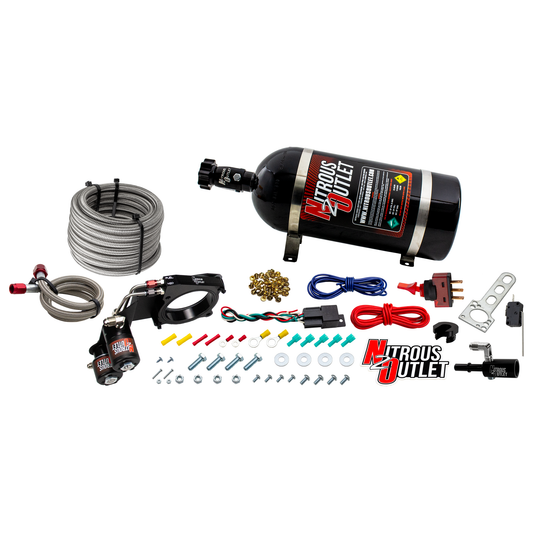 Nitrous Outlet Ford 2018-2023 Mustang GT Hard-line Plate System - Gas/E85 (5-55psi)(50-200HP)(10lb Bottle)