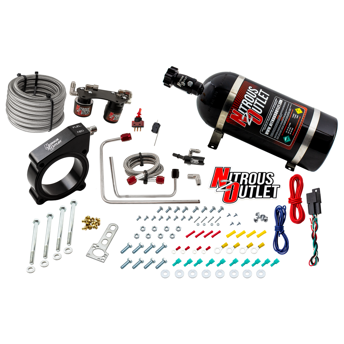 Nitrous Outlet Ford 2015-2020 Ecoboost Mustang Plate System - Gas/E85 (5-55psi)(50-200HP)(10LB Bottle)