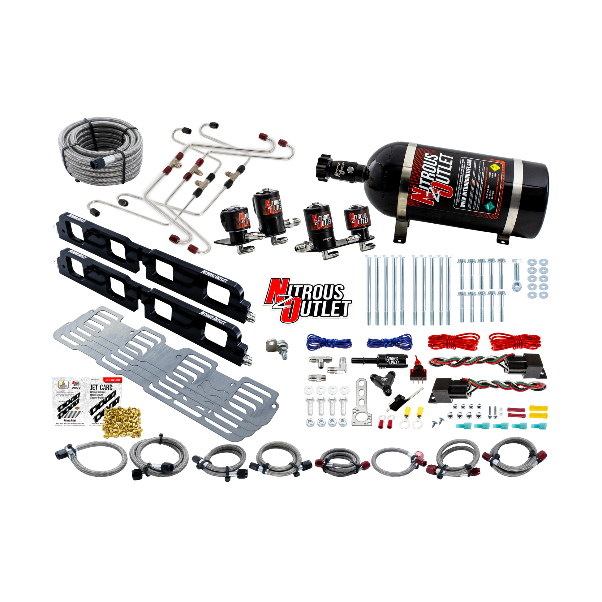 Nitrous Outlet 5.7, 6.1, & 6.4 2008-2023 Eagle & Apache Head Spacer Plate System €“ Gas/E85 (45-55psi)(130-400HP)(10LB Bottle)