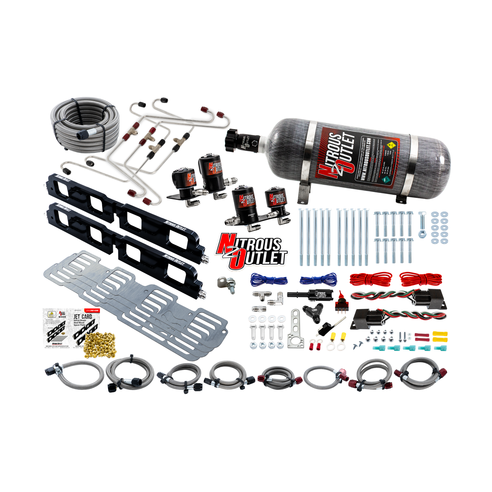 Nitrous Outlet 5.7, 6.1, & 6.4 2008-2023 Eagle & Apache Head Spacer Plate System €“ Gas/E85 (45-55psi)(130-400HP)(12LB Bottle)