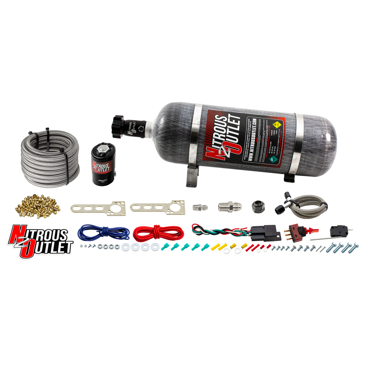 Nitrous Outlet Universal EFI Dry Single Nozzle System (35-200HP)(12lb Bottle)