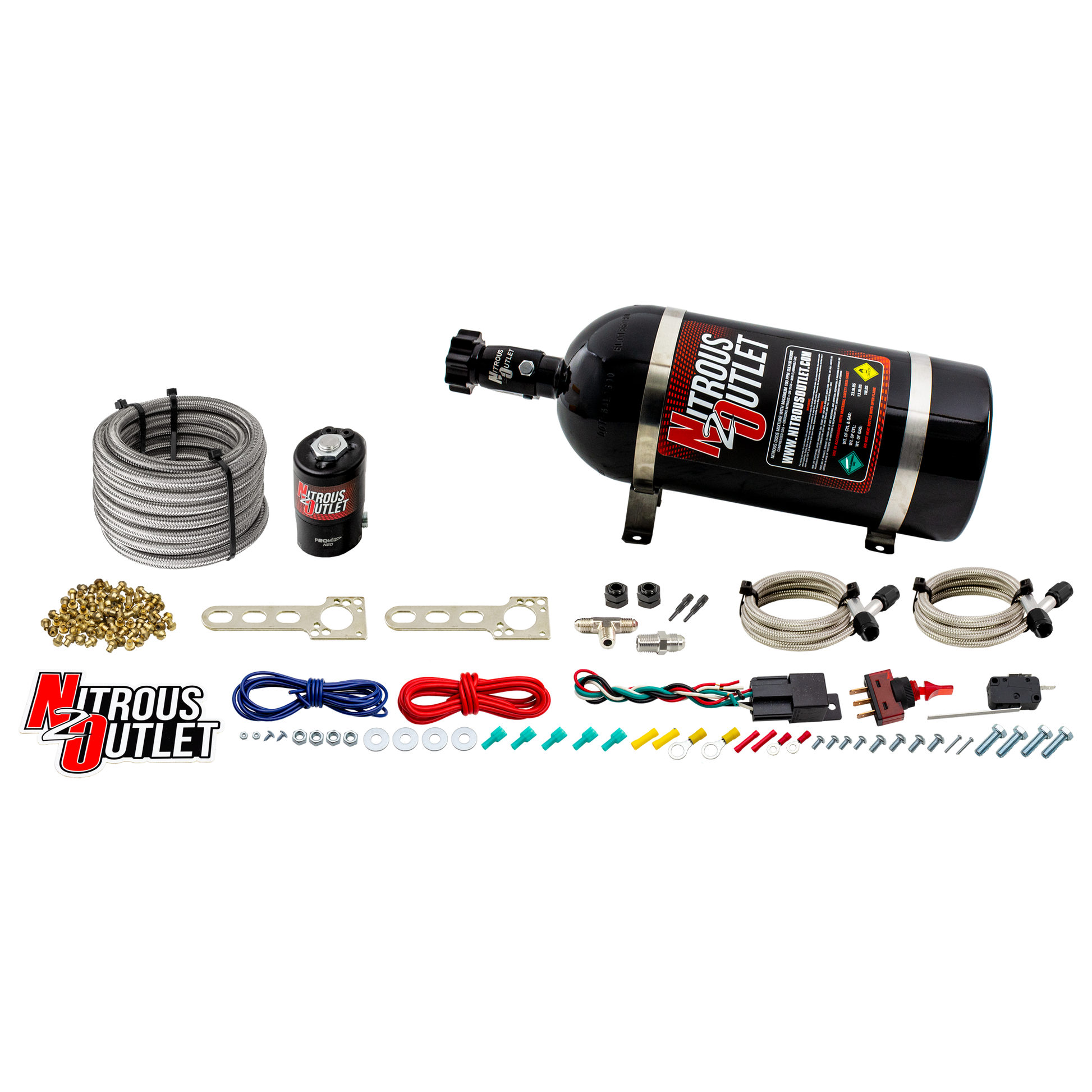 Nitrous Outlet Universal EFI Dry Dual Nozzle System (70-200HP)(10lb Bottle)