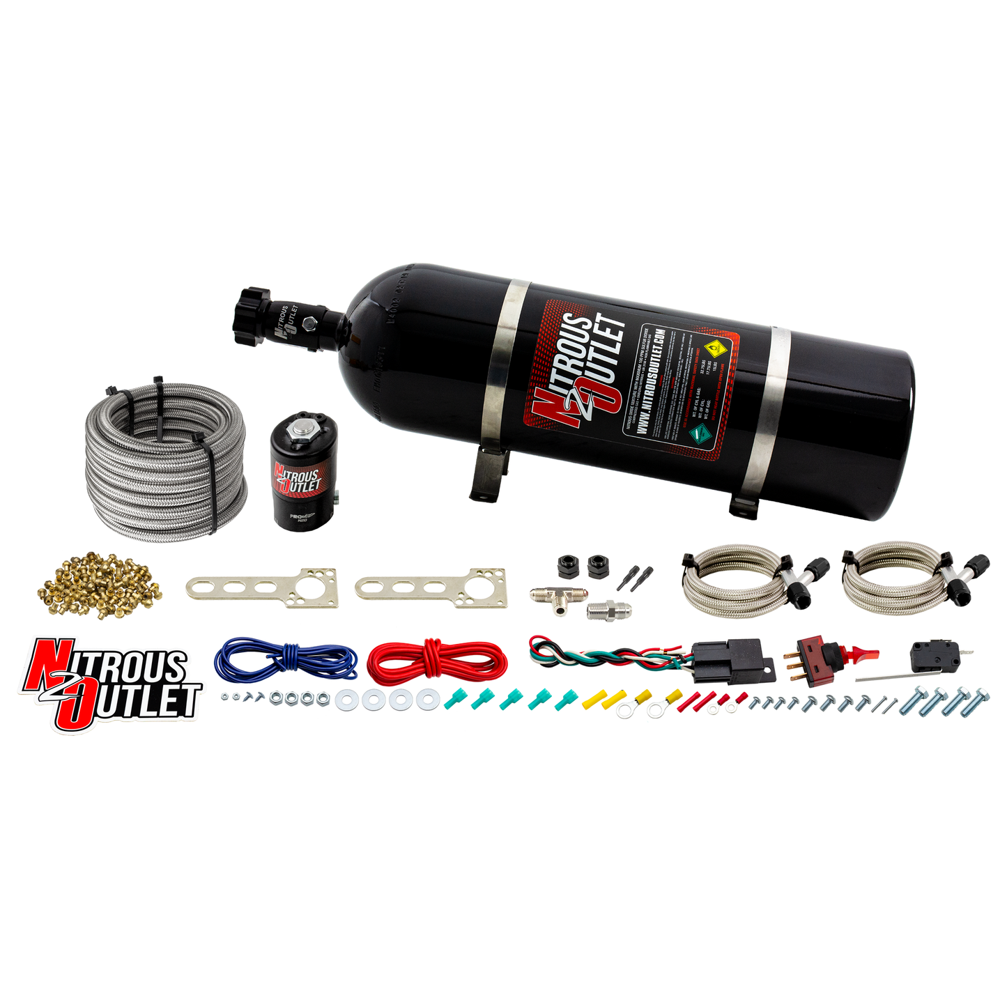 Nitrous Outlet Universal EFI Dry Dual Nozzle System (70-200HP)(15lb Bottle)