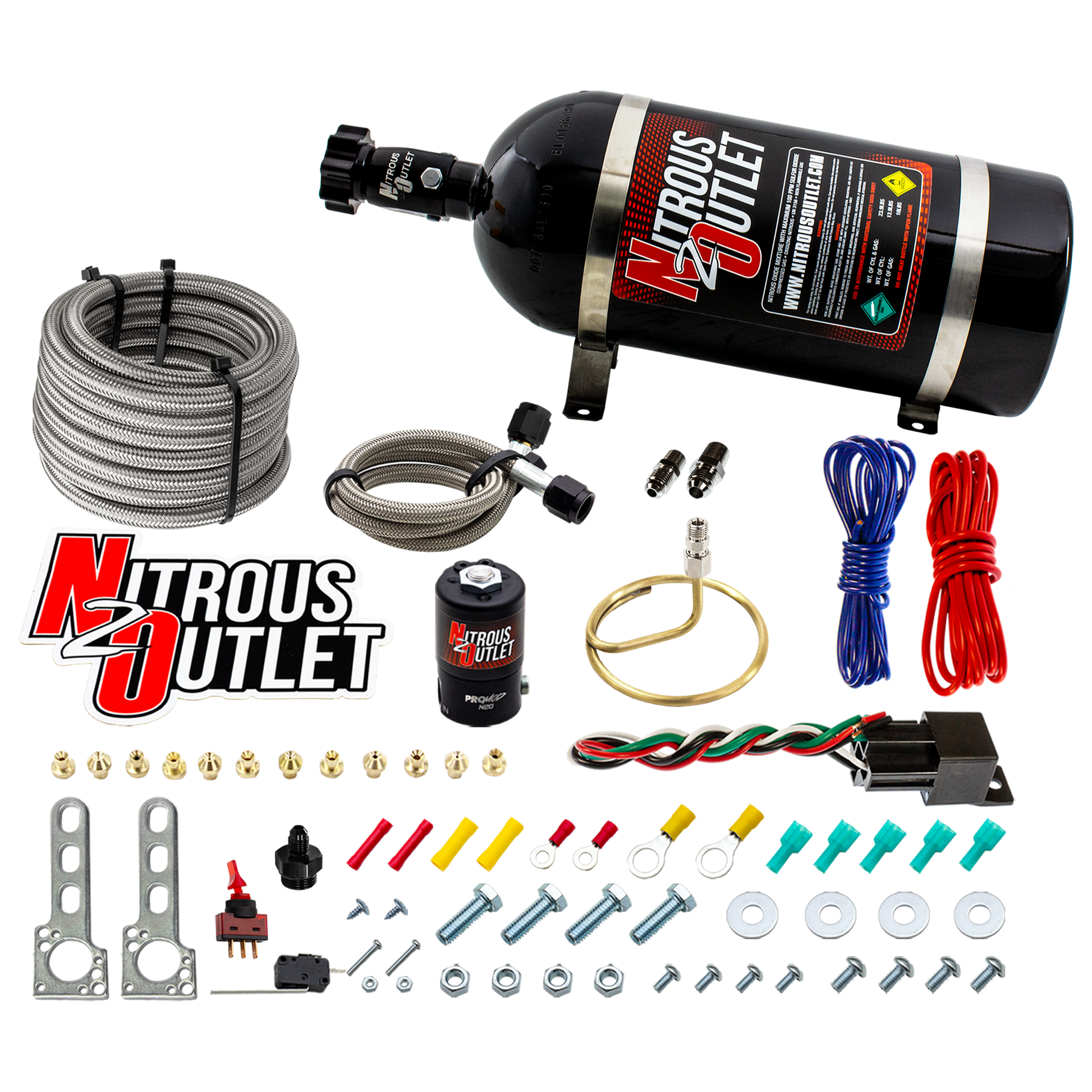 Nitrous Outlet Universal EFI Dry Small Distribution Ring System (35-200HP)(10lb Bottle)