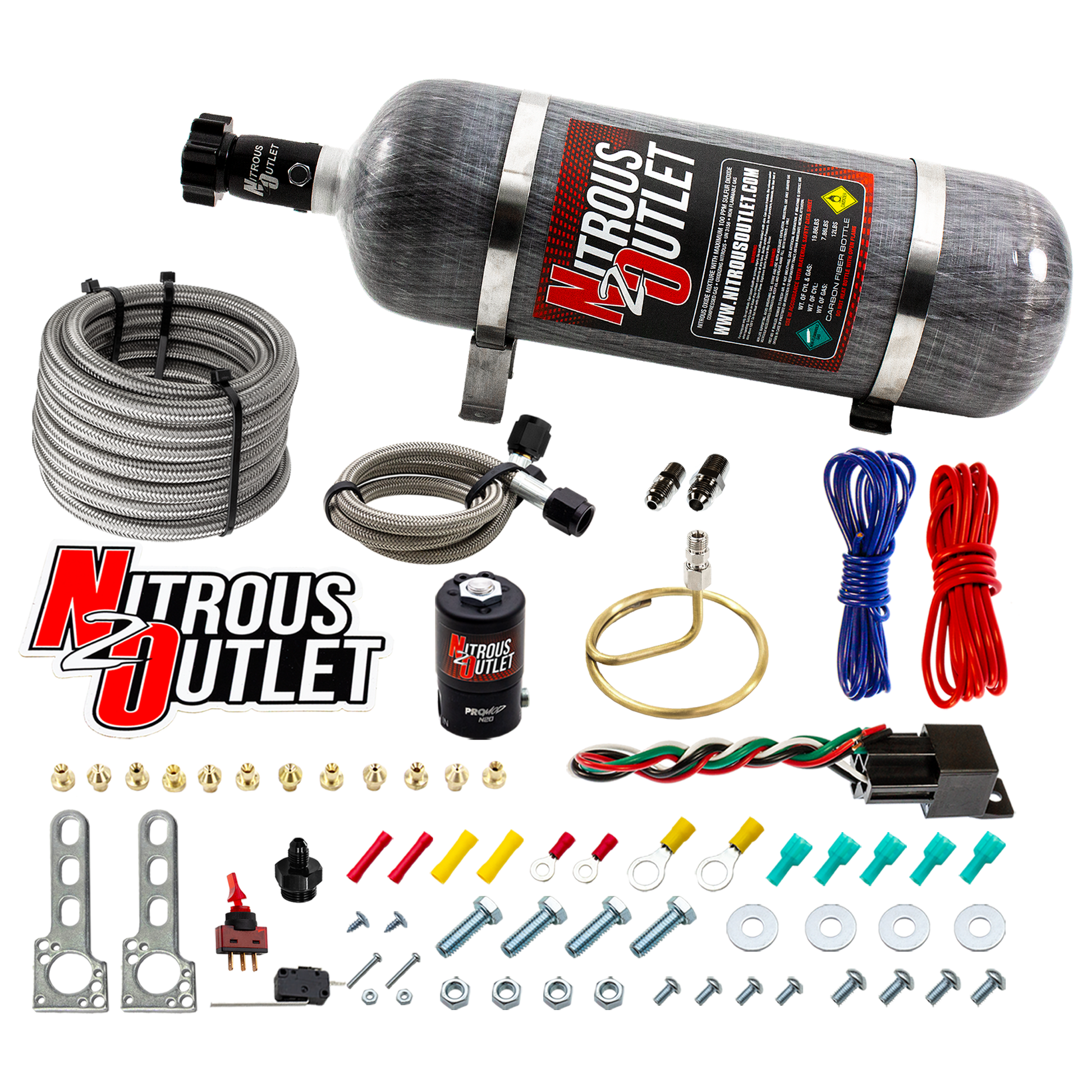 Nitrous Outlet Universal EFI Dry Small Distribution Ring System (35-200HP)(12lb Bottle)