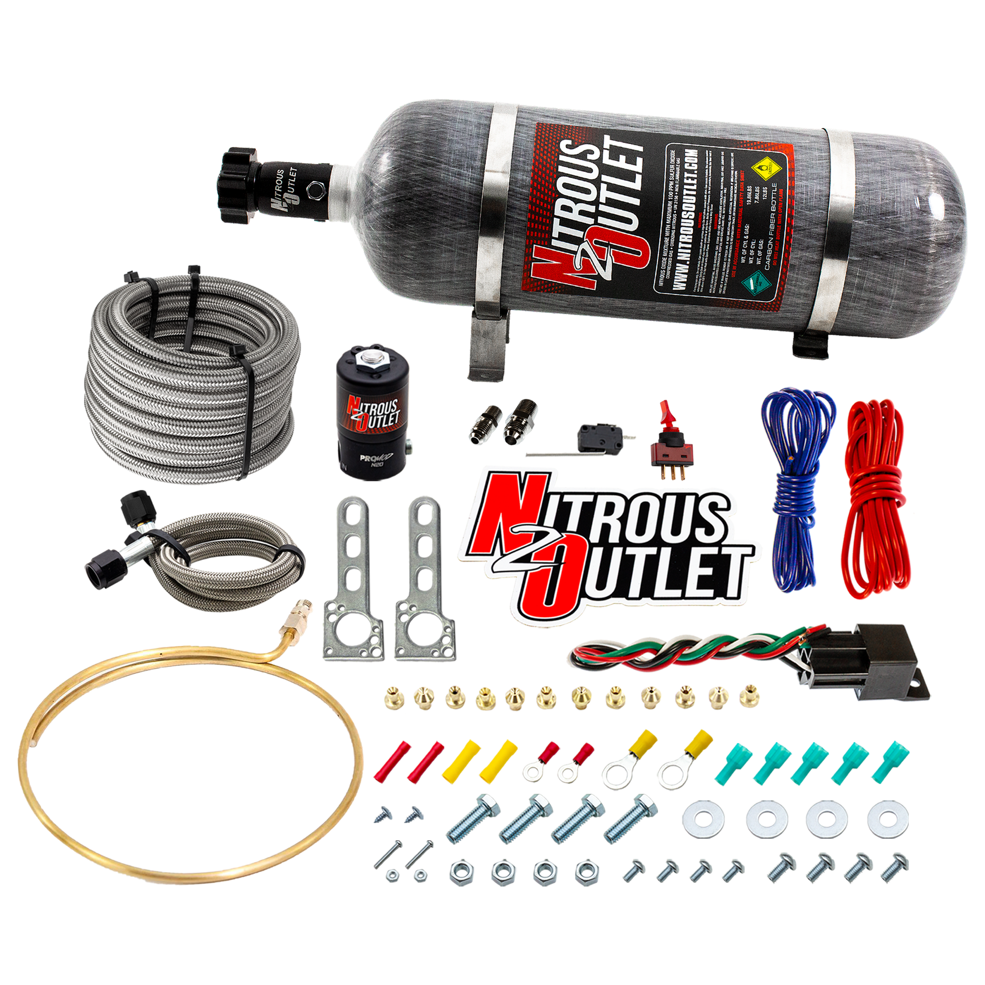 Nitrous Outlet Universal EFI Dry Large Distribution Ring System (35-200HP)(12lb Bottle)