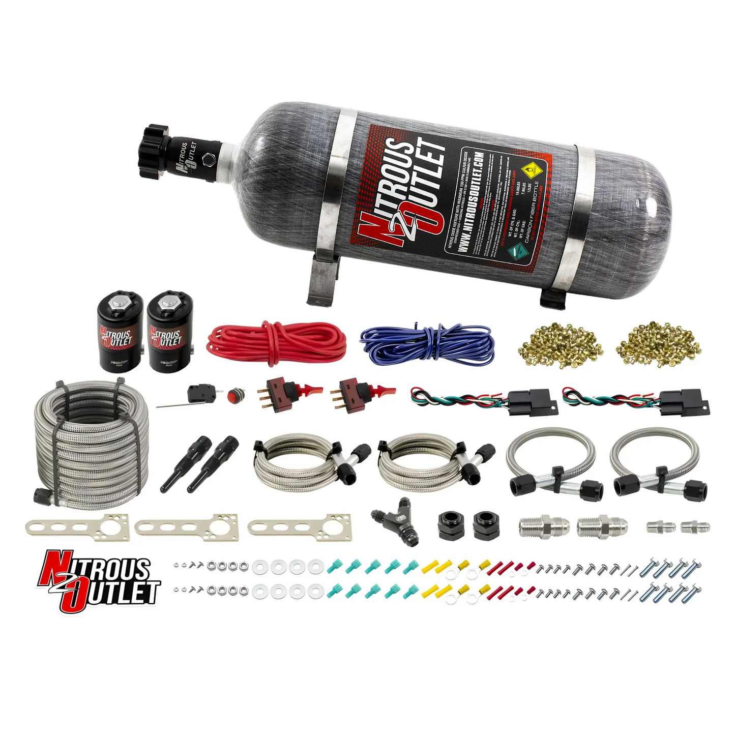 Nitrous Outlet Universal EFI Dual Stage Dry Single Nozzle System (35-200HP)(12lb Bottle)