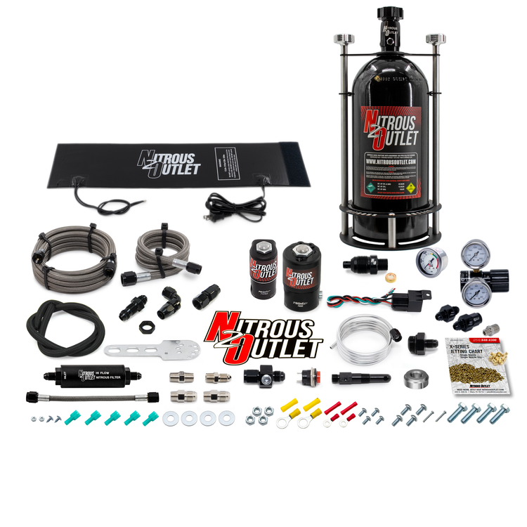 Nitrous Outlet Level 2 Dry Single Nozzle Boost-N-Juice System Package (35-300 HP)(Vertical Mount)(10lb Bottle)