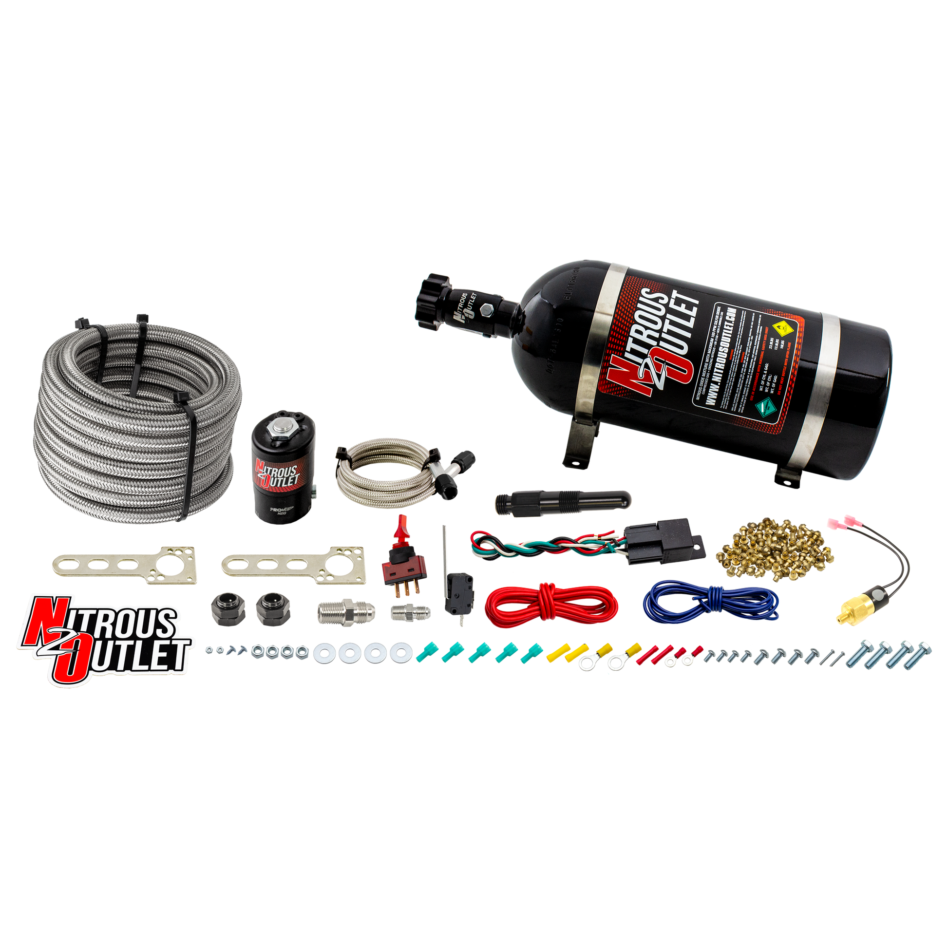Nitrous Outlet Universal Diesel Dry Single Nozzle System (35-200HP)(10lb Bottle)