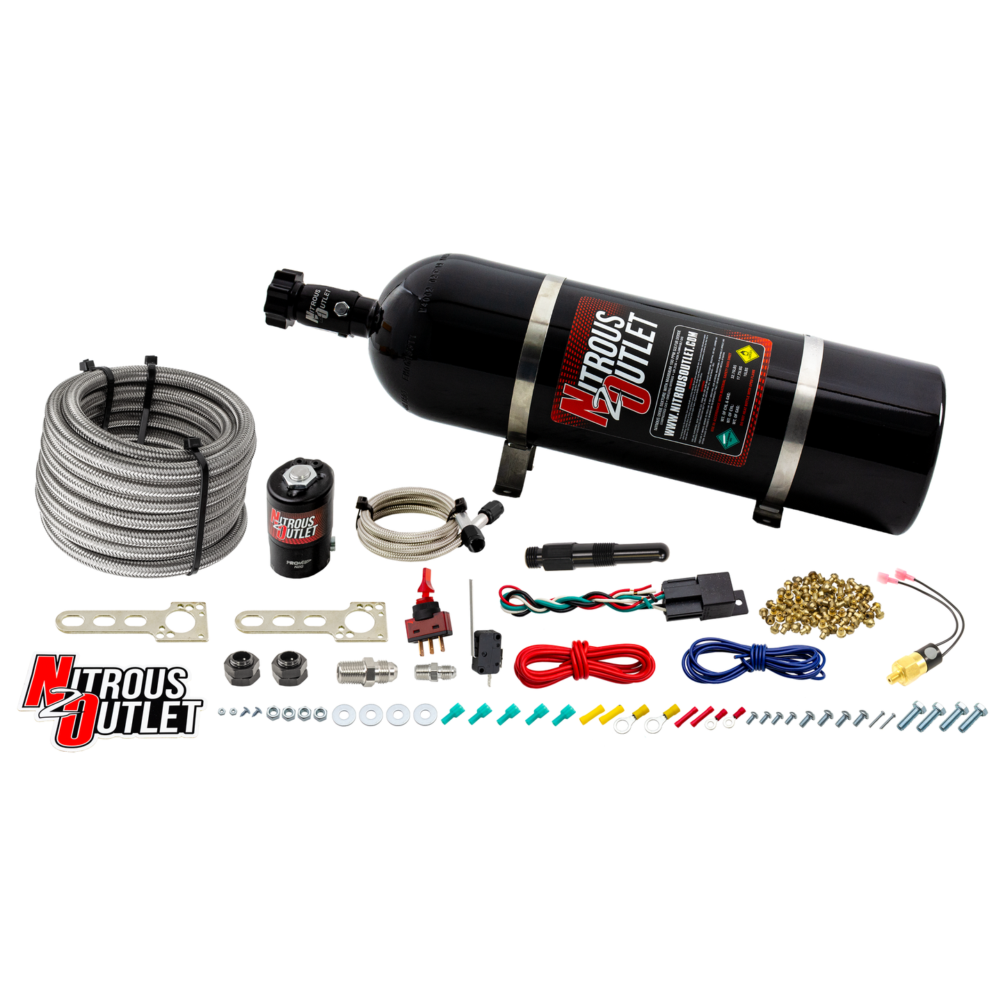 Nitrous Outlet Universal Diesel Dry Single Nozzle System (35-200HP)(15lb bottle)