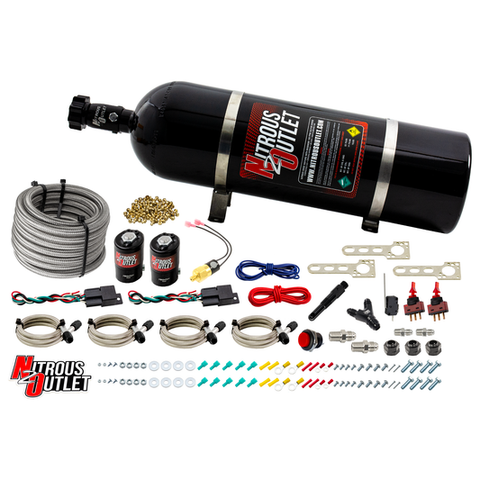 Nitrous Outlet Universal Diesel Dual Stage Dry Single Nozzle System (35-200HP)(15lb Bottle)