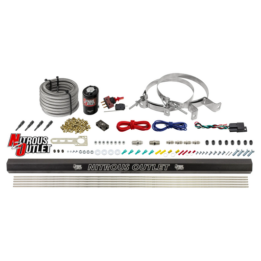 Nitrous Outlet Dry 4 Cylinder Direct Port System - .122 Nitrous Solenoid/Injection Rail/90 Degree Discharge Nozzles (50-250HP)(No Bottle)