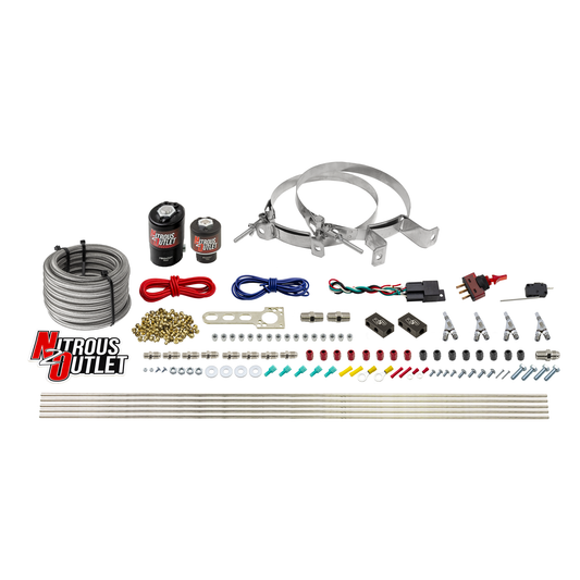 Nitrous Outlet 4 Cylinder Direct Port System - .122 Nitrous Solenoid/.177 Fuel Solenoid/Distribution Blocks/Annular Degree Discharge Nozzles (E85)(5-7-10 psi)(50-250HP)(No Bottle)