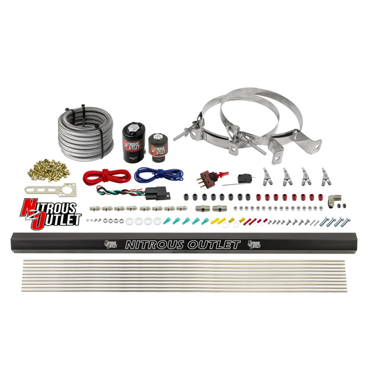 Nitrous Outlet 4 Cylinder Direct Port System - .122 Nitrous Solenoids/.177 Fuel Solenoids/Dual Passage Injection Rail/Annular Discharge Nozzles (E85)(45-55 psi)(50-250HP)(No Bottle)