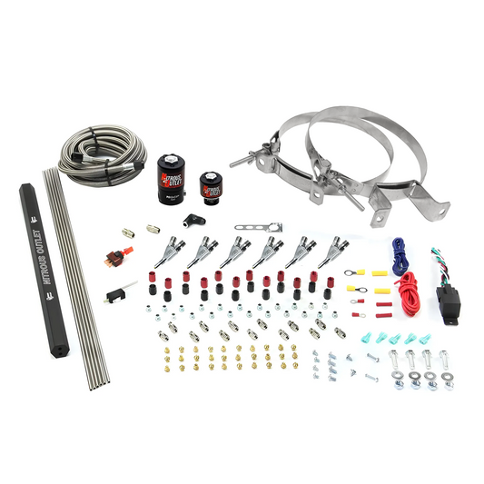 Nitrous Outlet 6 Cylinder Direct Port System - .122 Nitrous Solenoids/.177 Fuel Solenoids/Dual Passage Injection Rail/Annular Discharge Nozzles (E85)(5-7-10 psi)(75-375HP)(No Bottle)