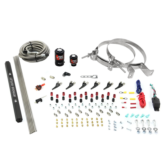 Nitrous Outlet 6 Cylinder Direct Port System - .122 Nitrous Solenoids/.177 Fuel Solenoids/Dual Passage Injection Rail/90 Degree Discharge Nozzles (E85)(45-55 psi)(75-375HP)(No Bottle)