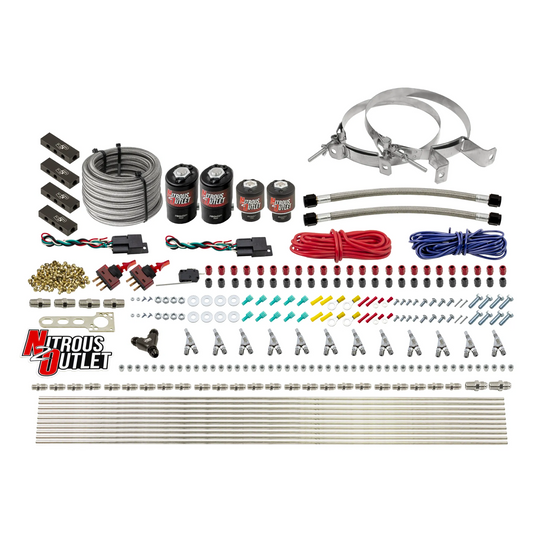 Nitrous Outlet 6 Cylinder Dual Stage Direct Port System - Two .122 Nitrous Solenoids/Two .177 Fuel Solenoids/Distribution Blocks/Annular Discharge Nozzles (Gas)(45-55 psi)(75-375HP)(No Bottle)