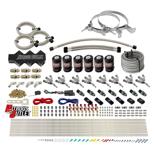 Nitrous Outlet Dry 8 Cylinder Three Stage Direct Port System - Three .112 Nitrous Solenoids/Trident Distribution Blocks/ Trident Nozzles(100-400HP)(No Bottle)